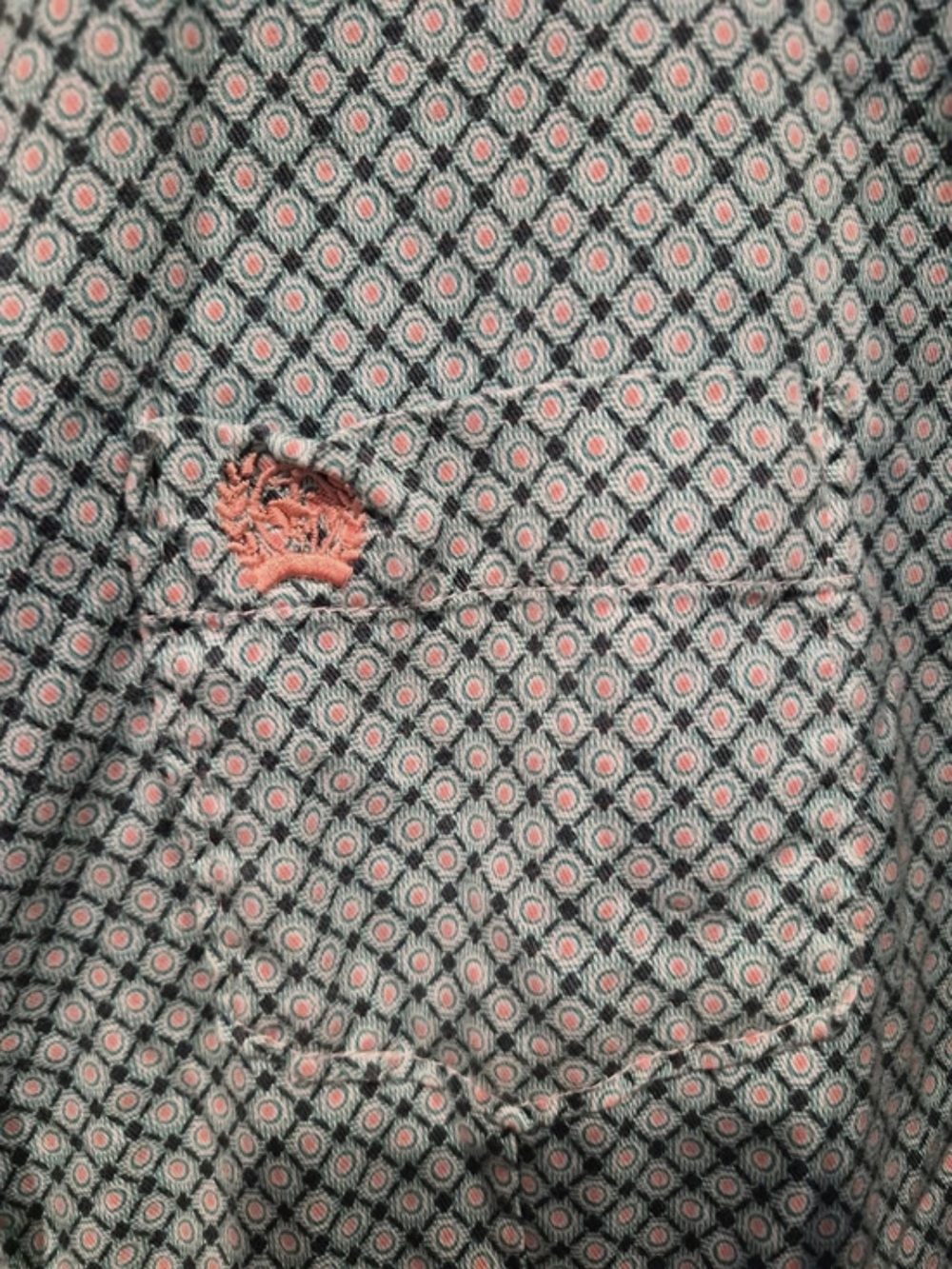 Cinch Women's Geometric Button Down Green & Pink - Picture 3 of 3